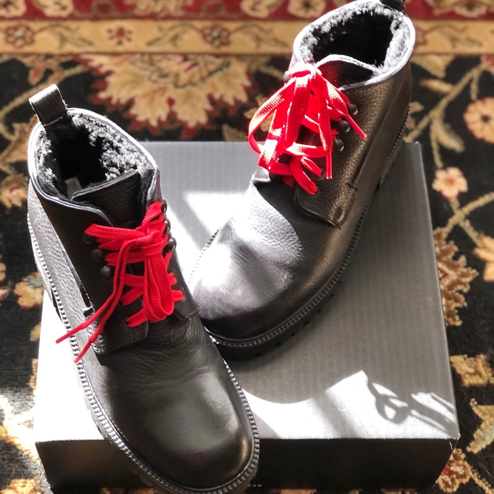 shearling combat boots
